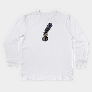 Quill and ink, watercolour painting Kids Long Sleeve T-Shirt